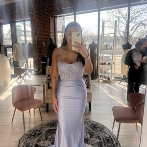La Femme Periwinkle Prom Dress